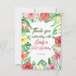 Tropischer Jungle Safari Erster Geburtstag Dankeskarte