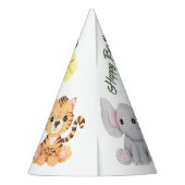 Tropischer Jungle Safari Erster Geburtstag Partyhütchen (Rückseite)