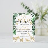 Tropischer Jungle Safari Tiere 1. Geburtstag Postkarte (Stehend Vorderseite)