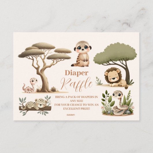 Tropischer Jungle Safari Tiere Boy Raffle Diapper Begleitkarte (Vorderseite)