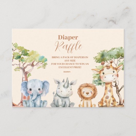Tropischer Jungle Safari Tiere Boy Raffle Diapper Begleitkarte (Vorderseite)