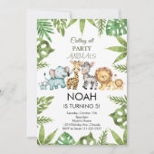 Tropischer Jungle Safari Tiere Einladung zum Gebur (Vorderseite)