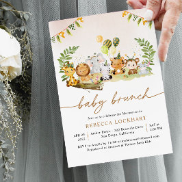 Tropischer Jungle Safari Tiere Girl Baby Brunch Einladung