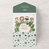 Tropischer Jungle Safari Tiere Kinderdusche All In One Einladung (Außenbereich)