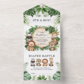 Tropischer Jungle Safari Tiere Kinderdusche All In One Einladung (Innen Boden)