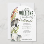 Tropischer Jungle Safari Tiere Kinderdusche Einladung (Vorderseite)