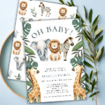 Tropischer Jungle Safari Tiere Kinderdusche Einladung<br><div class="desc">Machen Sie sich mit unserer Tropical Jungle Safari Animals Boy Baby Shower Invitation bereit für ein wildes und bezauberndes Abenteuer! Wenn Sie eine Babydusche mit Safari-Thema planen, ist diese Einladung die perfekte Wahl. Mit niedlichen Safari-Tieren wie einem Löwen, Elefanten, Giraffen und Zebra ist es der ultimative Weg, zu verkünden, dass...</div>