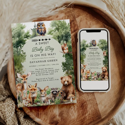 Tropischer Jungle Safari Tiere Kinderdusche Einladung