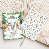 Tropischer Jungle Safari Tiere Kinderdusche Einladung