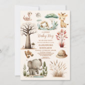 Tropischer Jungle Safari Tiere Kinderdusche Einladung (Vorderseite)