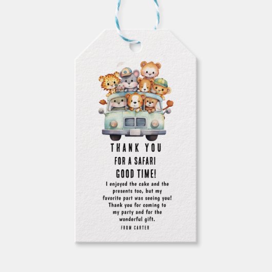 Tropischer Jungle Safari Tiere Kinderdusche Geschenkanhänger (Vorderseite)