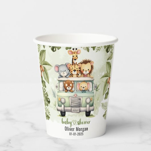 Tropischer Jungle Safari Tiere Kinderdusche Pappbecher (Rückseite)