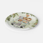 Tropischer Jungle Safari Tiere Kinderdusche Pappteller (Schrägansicht)