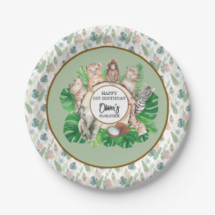 Tropischer Jungle Safari Tiere Kinderdusche Pappteller