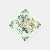 Tropischer Jungle Safari Wilde Tiere Geburtstag Ba Serviette (Ecke)