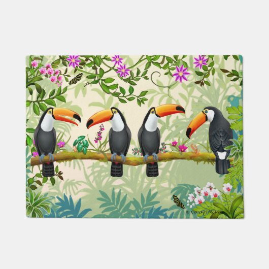 Tropischer Jungle Toucan Birds Fußmatte (Vorderseite)