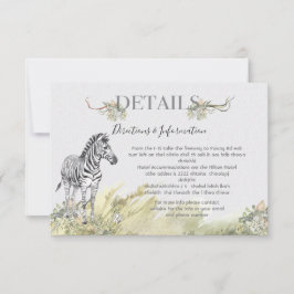 Tropischer Jungle Zebra Wedding Details Karte