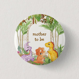 Tropischer Jurassic Dino Baby Shower für werdende  Button