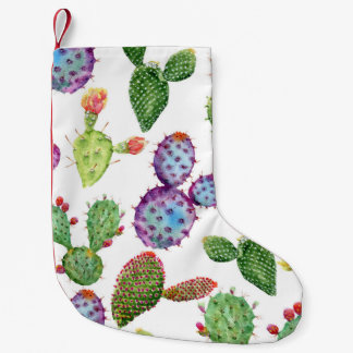 Tropischer Kaktus: Aquarellfarbenes, nahtloses Mus Kleiner Weihnachtsstrumpf