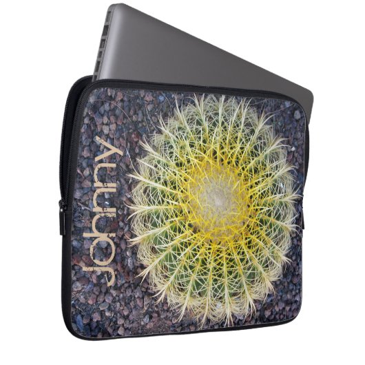 Tropischer Kaktus auf Kies-Grün-Gelb irgendein Laptopschutzhülle (Vorne Rechts)