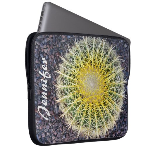 Tropischer Kaktus auf Kies-Grün-Gelb irgendein Laptopschutzhülle (Vorne Rechts)