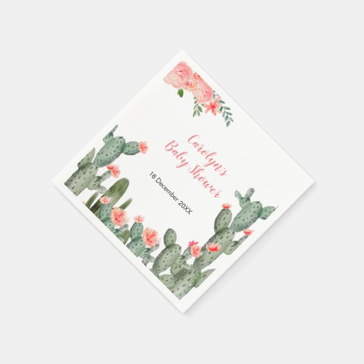 Tropischer Kaktus Brautparty Napkin Serviette (Ecke)