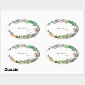 Tropischer Kaktus-Individuelle Name mit Liebe Ovaler Aufkleber (Blatt)