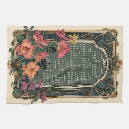 Tropischer Kalender 2025 Geschirrtuch (Horizontal)