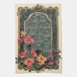 Tropischer Kalender 2025 Geschirrtuch