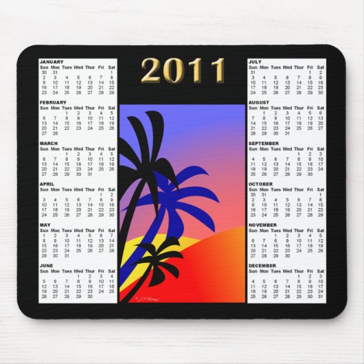 Tropischer Kalender Mousepad der Palmen-2011 (Vorne)