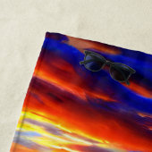 Tropischer karibischer Sonnenuntergang über dem kl Strandtuch (Beispiel)