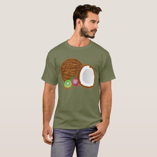 Tropischer Kokosnuss und Obst T-Shirt (Vorne ganz)
