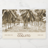 Tropischer Kokospalmenbaum für Coquito Alkoholflaschenetikett (Einzelnes Label)