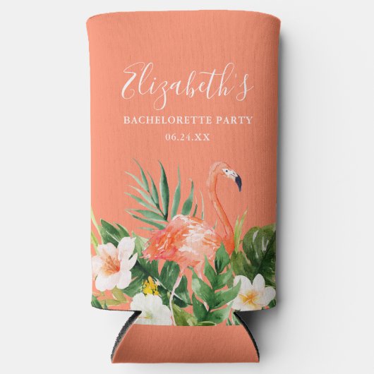 Tropischer Korallenflora-Junggeselinnen-Abschied Selters Dosenkühler (Vorderseite)