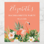 Tropischer Korallenflora-Junggeselinnen-Abschied Weinetikett (Einzelnes Label)