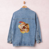 Tropischer Korallengelber Hibiskus Hawaiian Aloha Jeansjacke (Hangar)