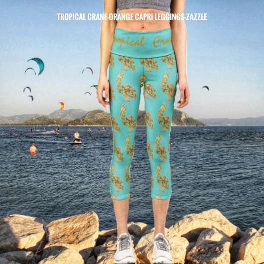 Tropischer Kranich Capri Leggings