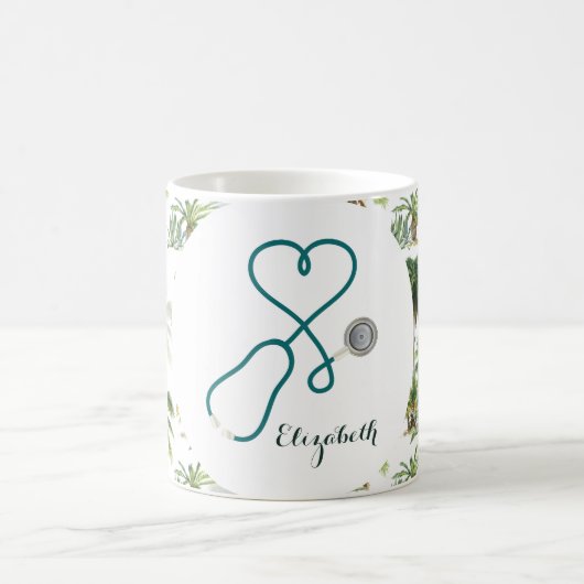 Tropischer Krankenpfleger Mediziner Mit Monogramm Kaffeetasse (Mittel)