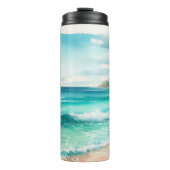 Tropischer Küstenstrand Thermosbecher (Vorderseite)