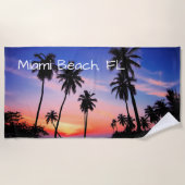 Tropischer landschaftlicher Sonnenuntergang Miami Strandtuch (Vorderseite)