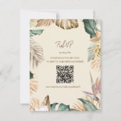 Tropischer Leaf Beach RSVP-Karte mit QR-Code RSVP Karte (Vorderseite)