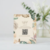 Tropischer Leaf Beach RSVP-Karte mit QR-Code RSVP Karte (Stehend Vorderseite)