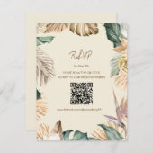 Tropischer Leaf Beach RSVP-Karte mit QR-Code RSVP Karte (Vorne/Hinten)