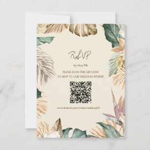 Tropischer Leaf Beach RSVP-Karte mit QR-Code RSVP Karte