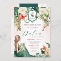 Tropischer Leaf Emerald Green Floral Quinceanera