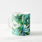 Tropischer Leaf Gold Glitzer Beach Kaffeetasse (Vorderseite Links)