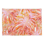 Tropischer Leaf Muster Korallen Rose Gold Glitzer Kissenbezug (Rückseite-Rechts)