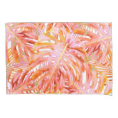 Tropischer Leaf Muster Korallen Rose Gold Glitzer Kissenbezug (Vorderseite-Links)