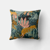 Tropischer Leopard und Tiger-Dschungelmuster Kissen (Rückseite)