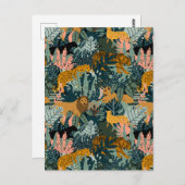 Tropischer Leopard und Tiger-Dschungelmuster Postkarte (Vorne/Hinten)